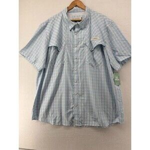 Men's Magellan‎ Big and Tall Size 3X Plaid Fishing Shirt NWT Blue